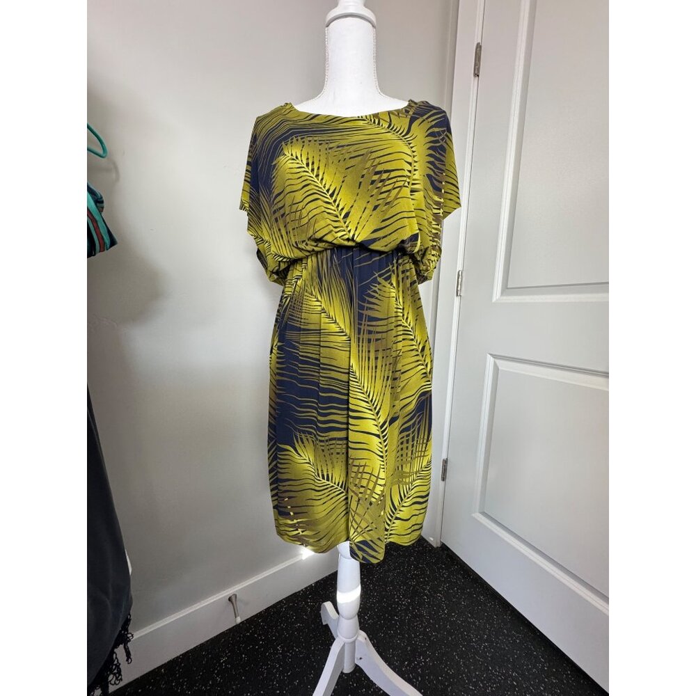 Valerie Bertinelli Womens Tropical Print Dress Size 14 Elastic Waist Polyester B - Picture 4 of 14